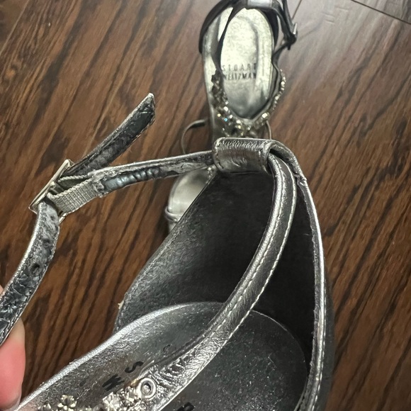 Stuart Weitzman Silver Embellished Women's Heels - Picture 6 of 8